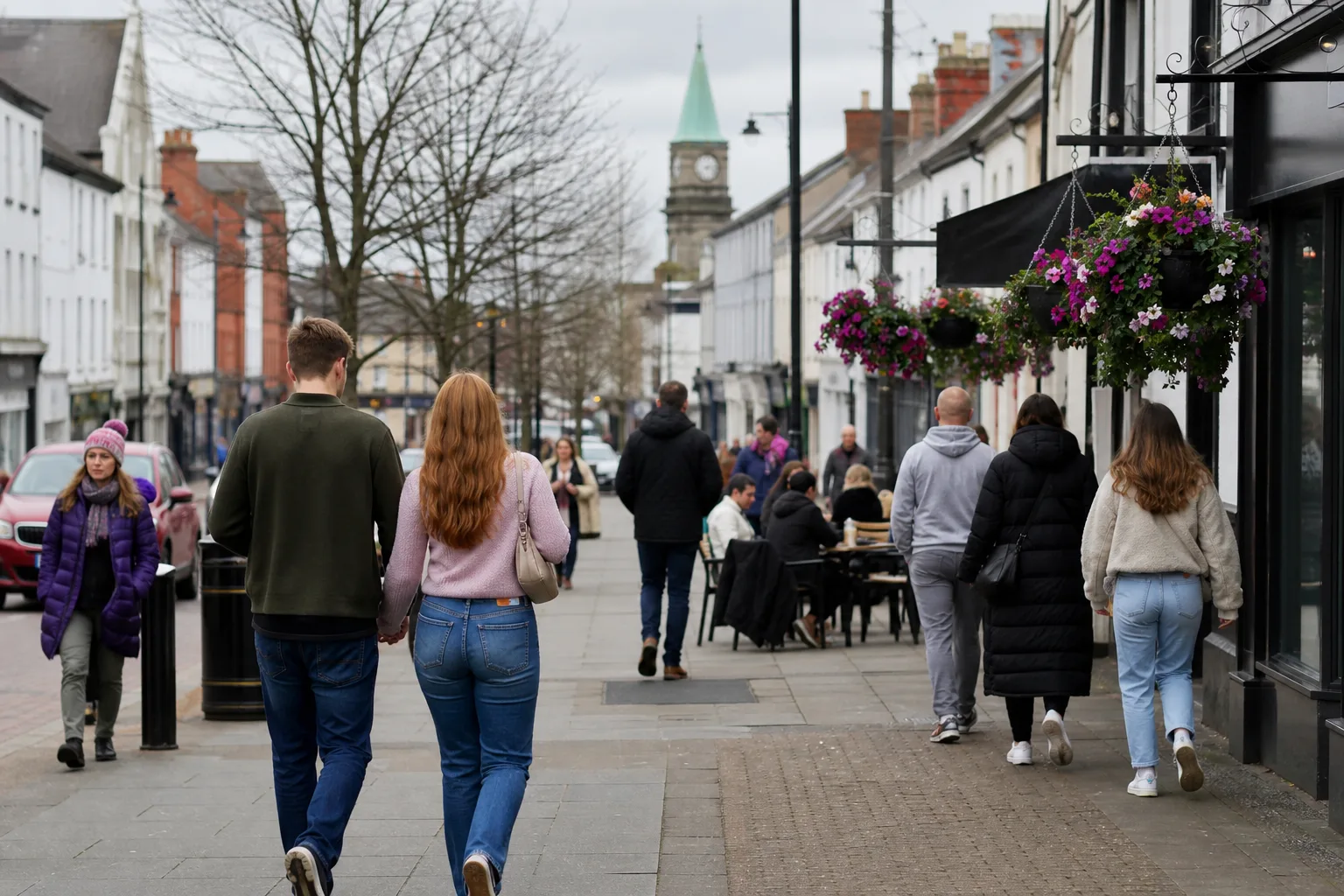 Two people talking over coffee in County Armagh