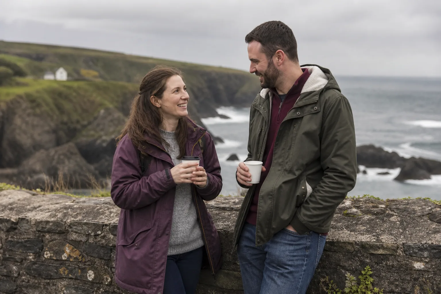 Two Christian singles talking over coffee in Northern Ireland