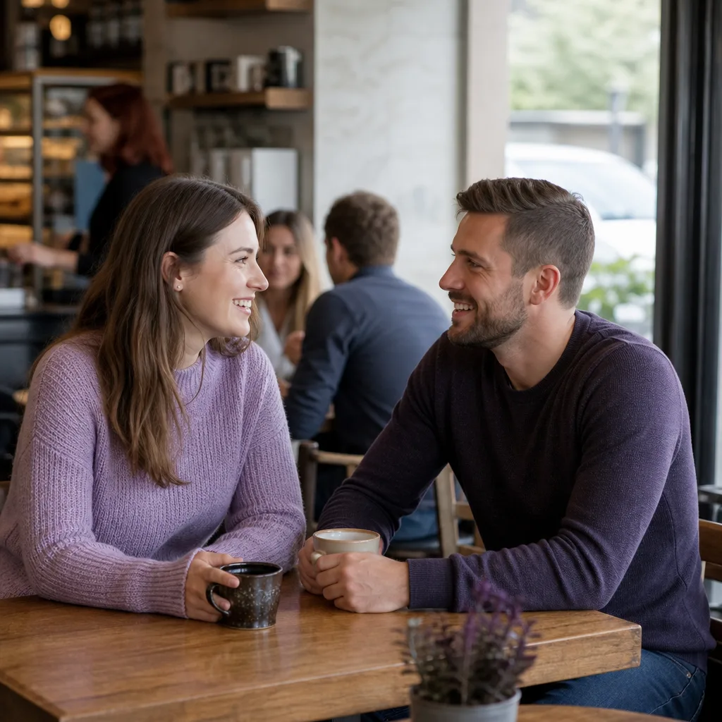 Christian couple meeting in a relaxed Northern Ireland café